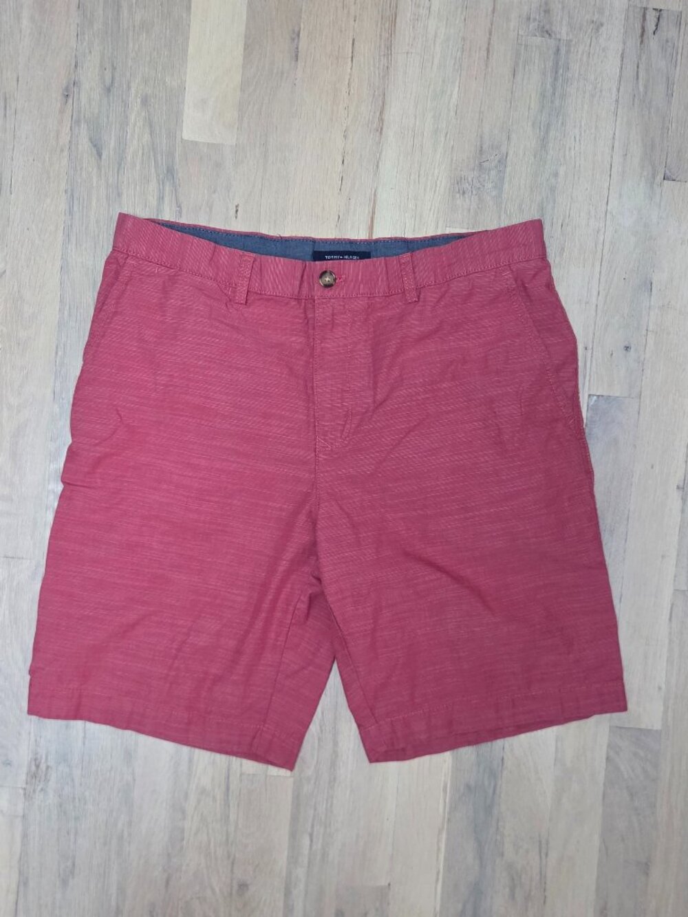 Tommy Hilfiger Mens Flat Front Chino Shorts Size 36 Red Cotton